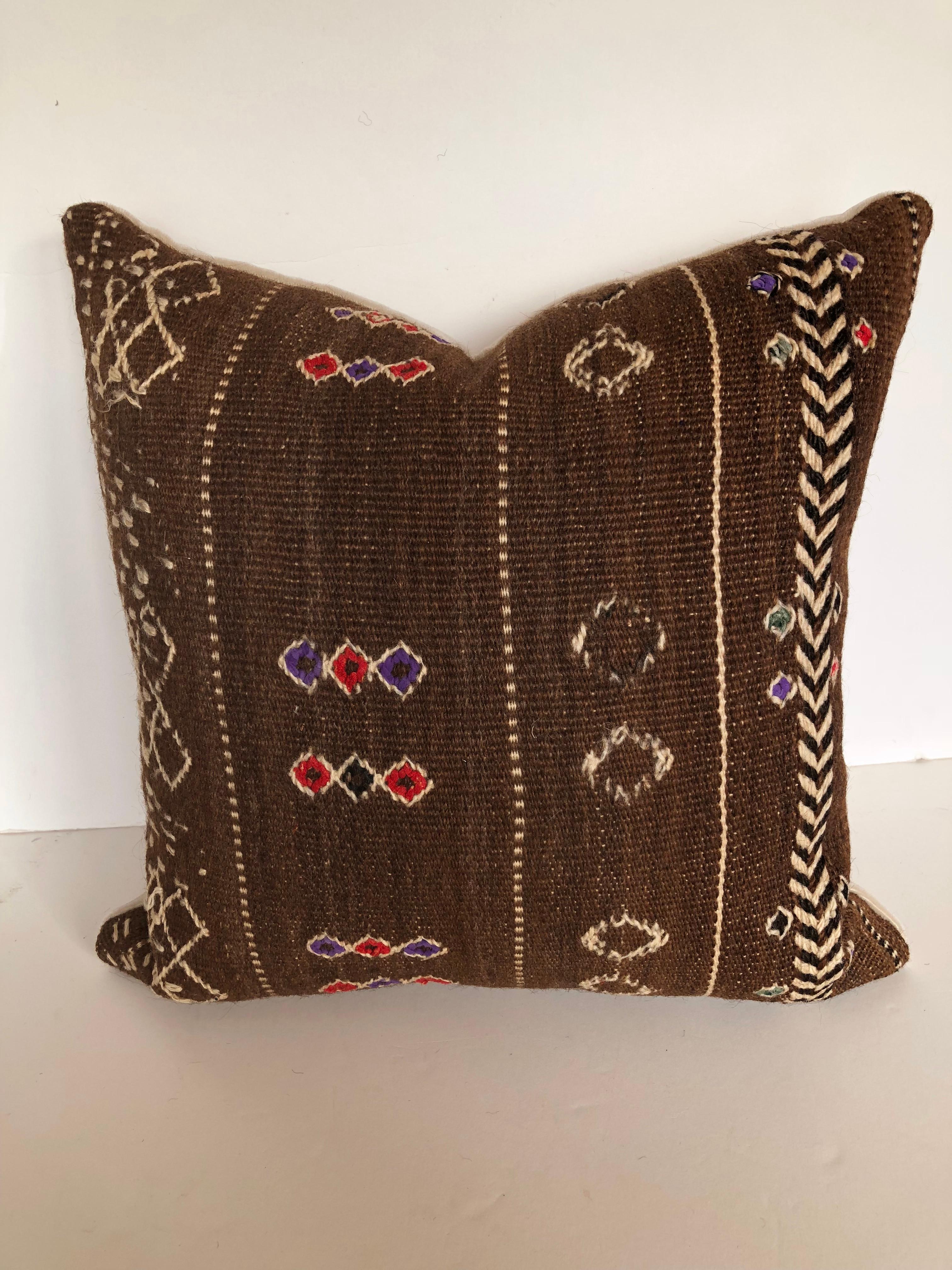 Custom Pillows by Maison Suzanne Cut From a Vintage Moroccan Wool Ourika Rug For Sale 3