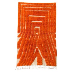 Marokkanischer Teppich 8x10FT Sahara Symphony, lebhaftes orange, strukturiertes Design