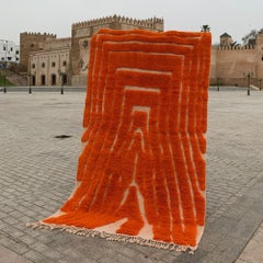 Marokkanischer Teppich 9x12FT Sahara Symphony, Orange, strukturiertes Design, auf Bestellung gefertigt