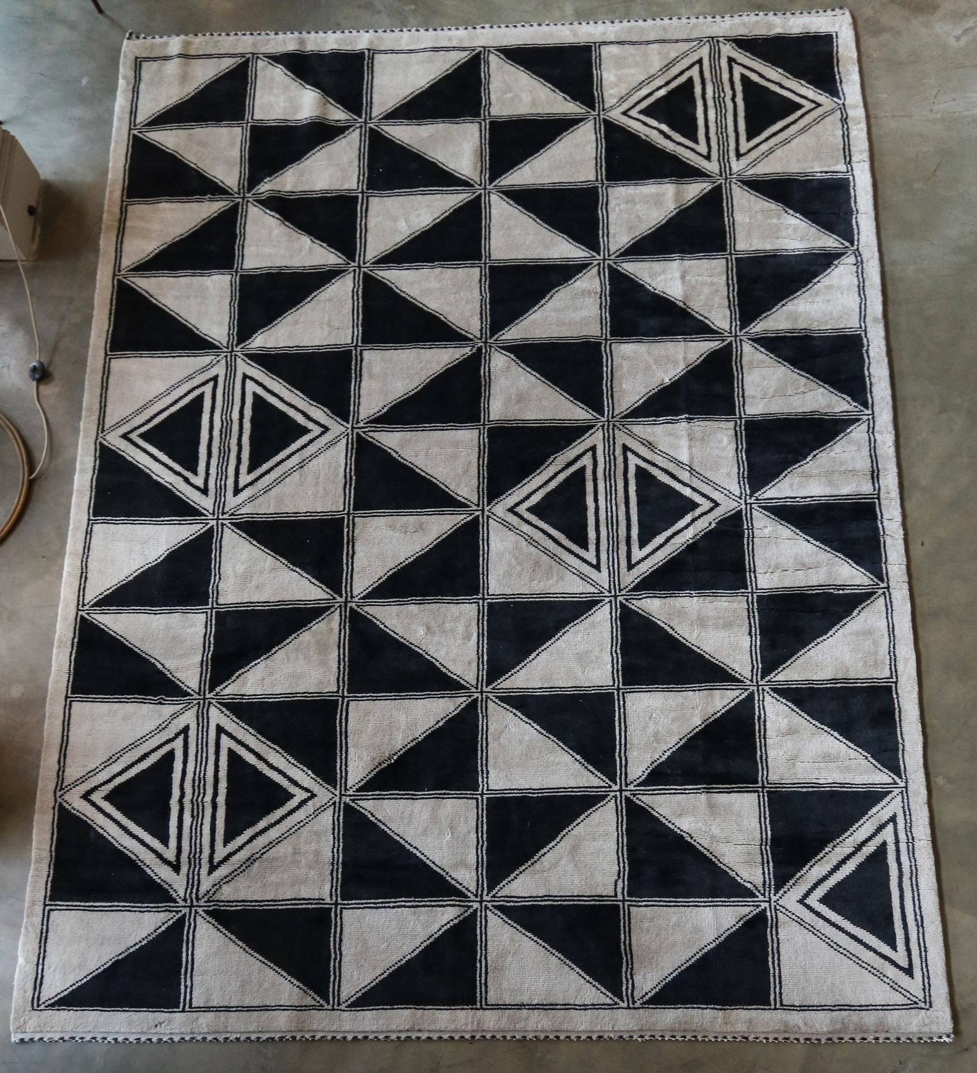Custom Moroccan Rug with Geometric Triangles 4