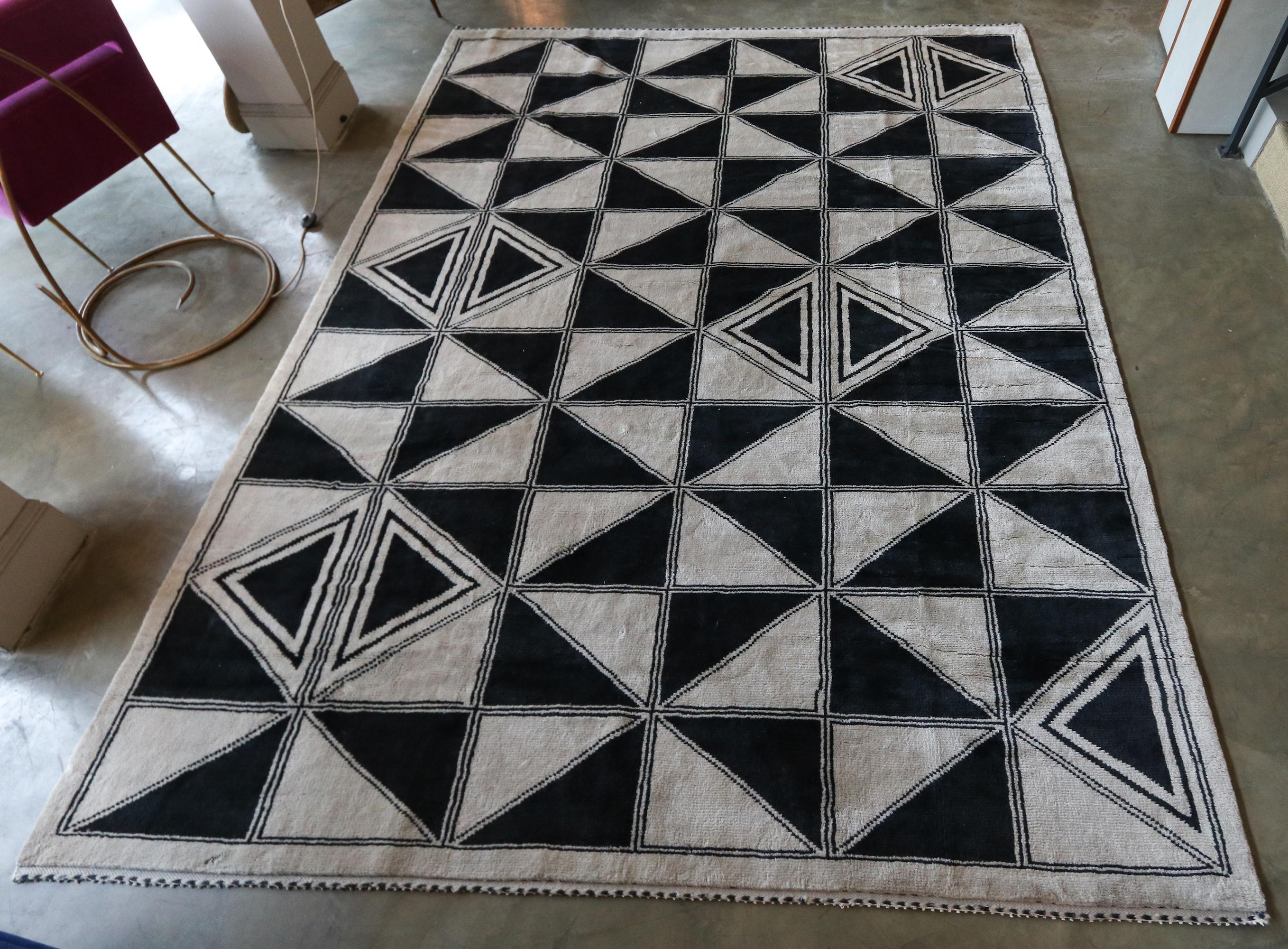Contemporary Custom Moroccan Rug with Geometric Triangles