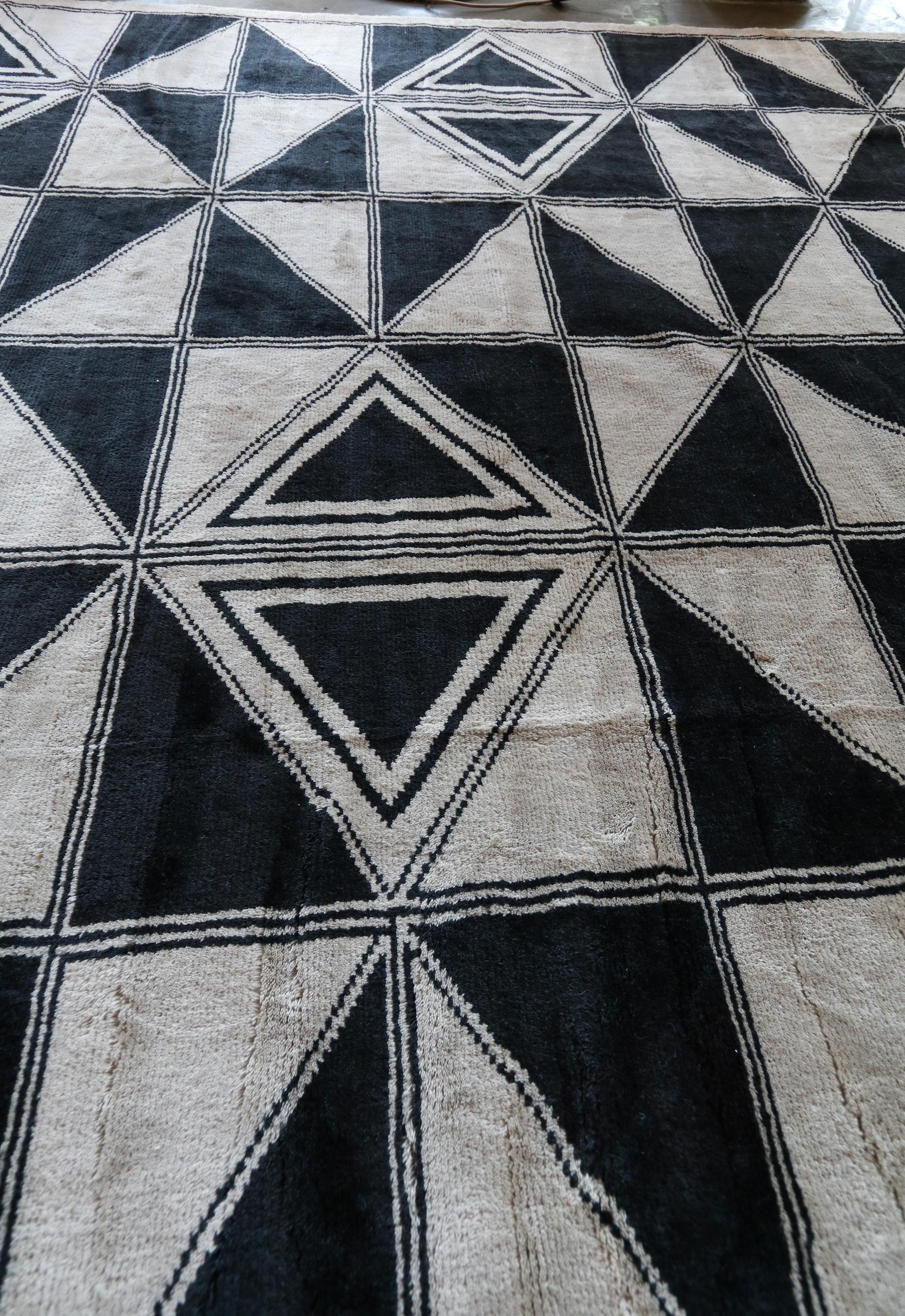 Custom Moroccan Rug with Geometric Triangles 1