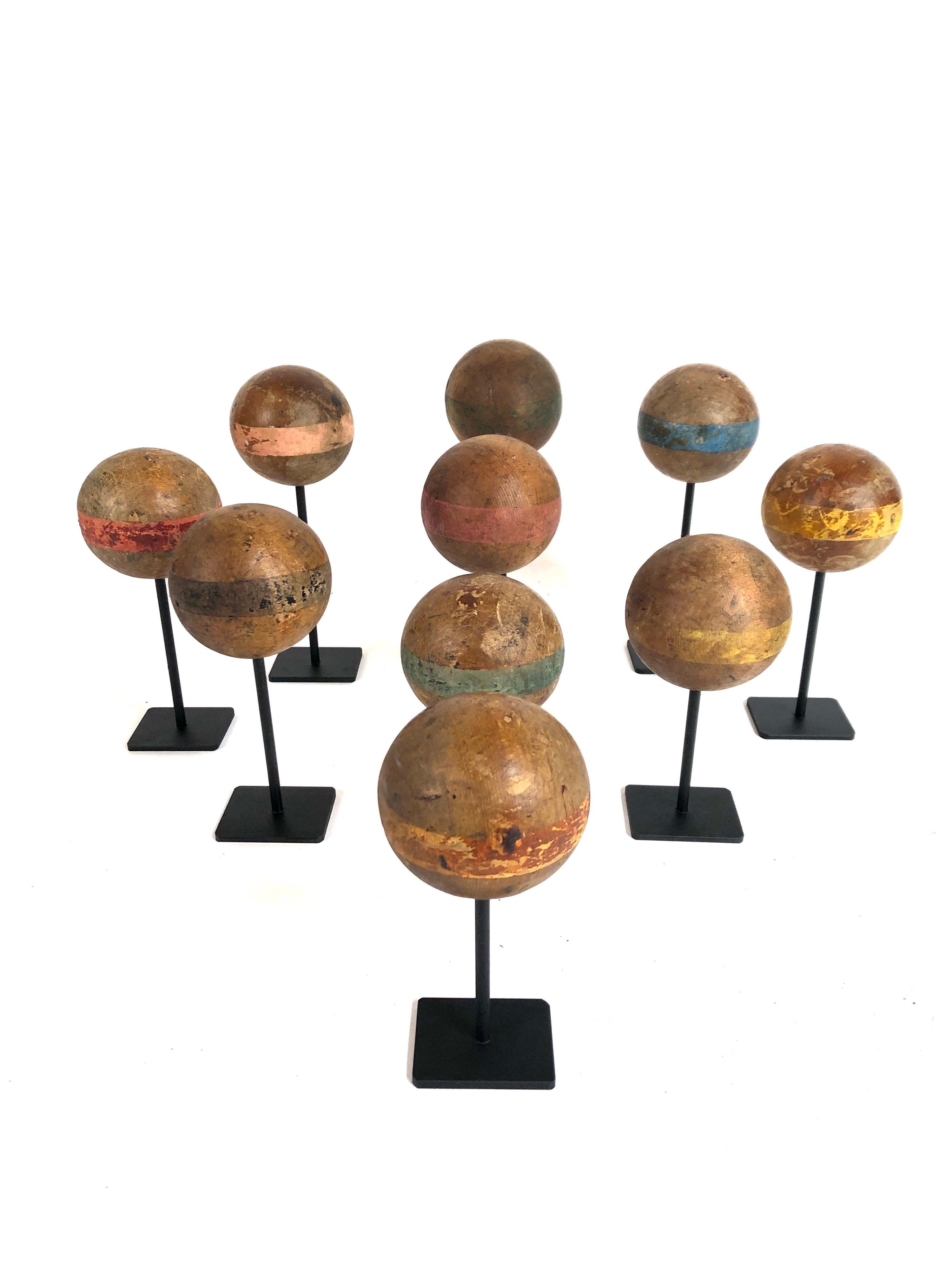 antique wooden bocce balls