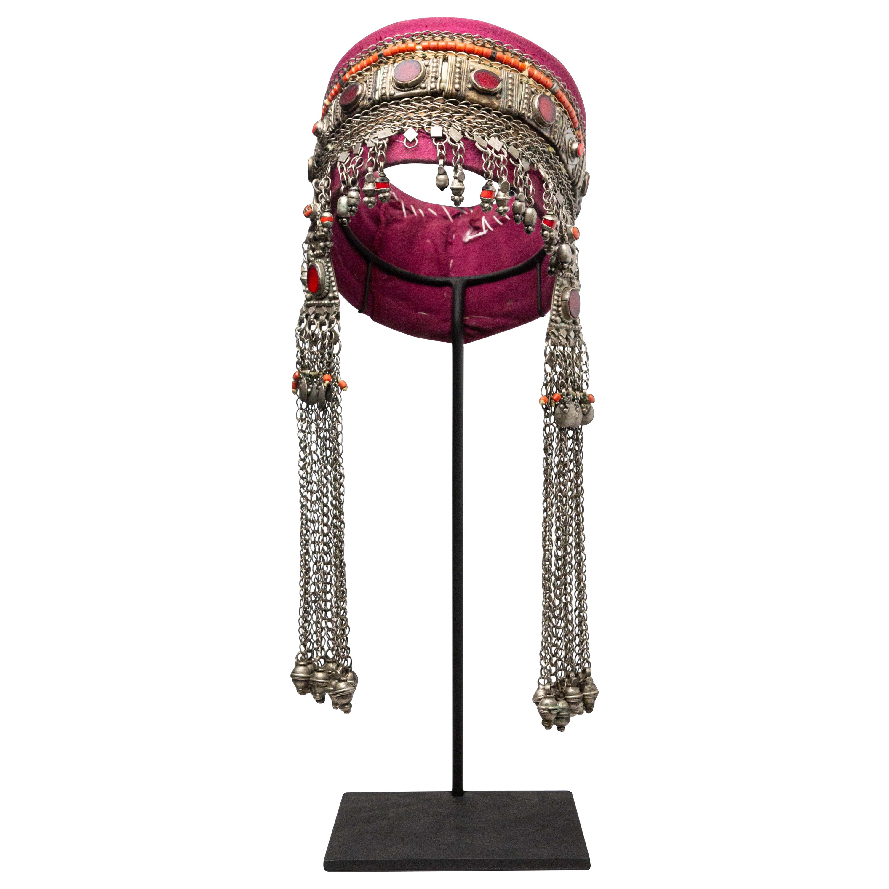 Custom Mounted Silver and Carnelian Headdress from Turkmenistan