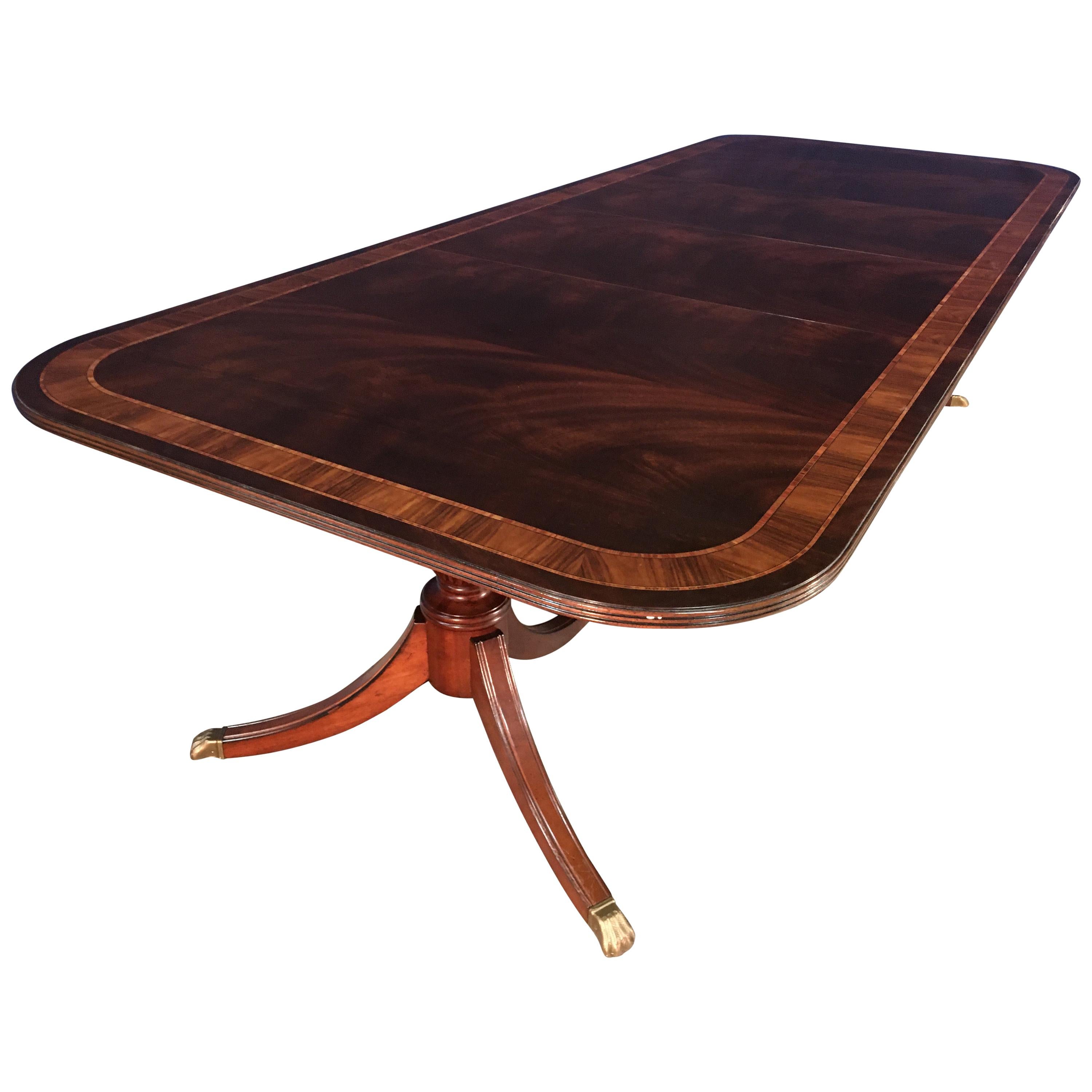 Custom Multi-Banded Mahogany Georgian Style Dining Table by Leighton Hall For Sale