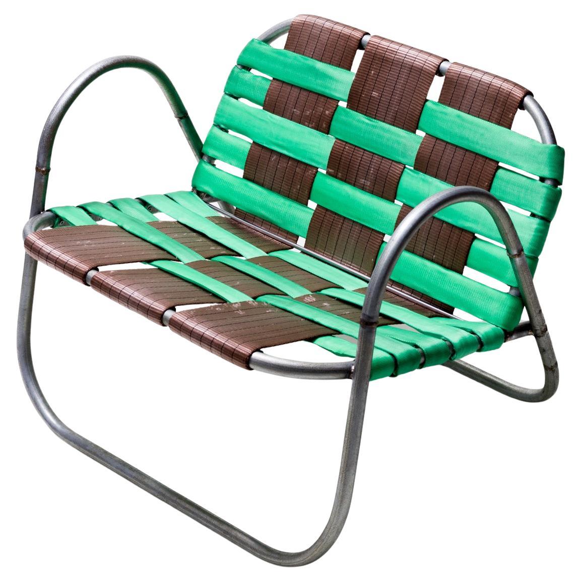 "Recycled Artist In Residency" Chair, Lawn Chair-Inspired, Repurposed Materials