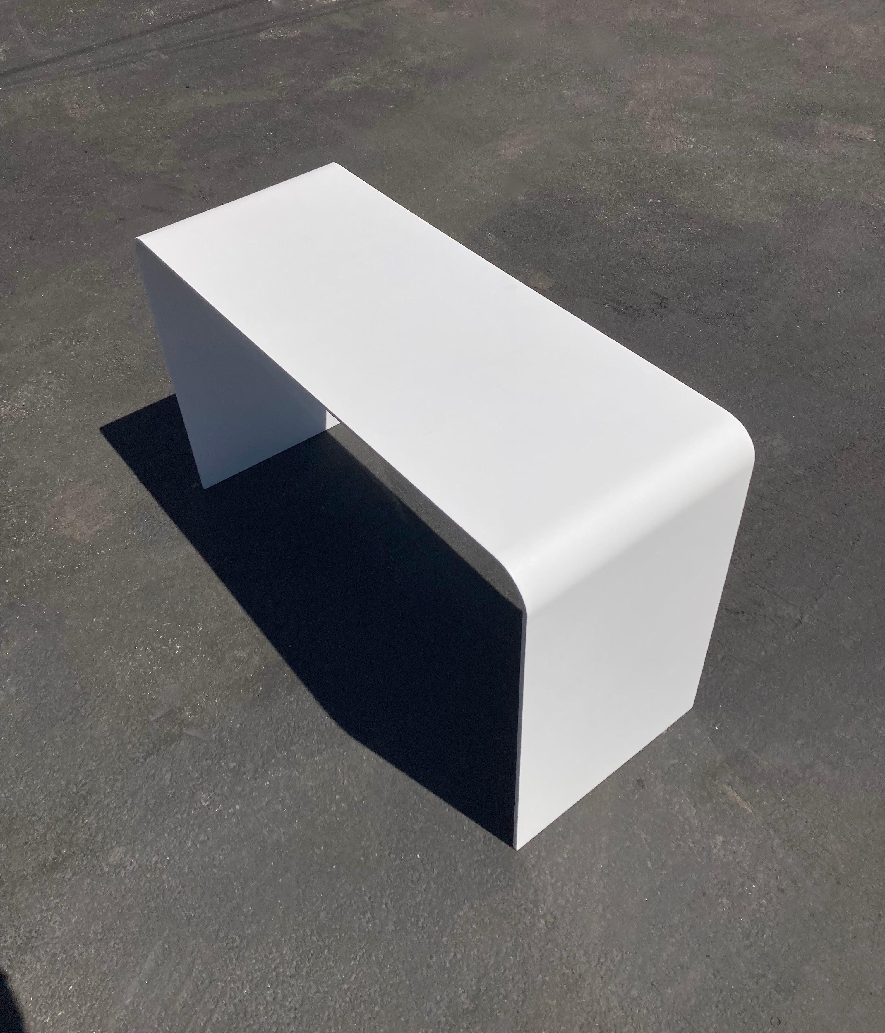 Mid-Century Modern Custom Multipurpose White Steel Console Table For Sale