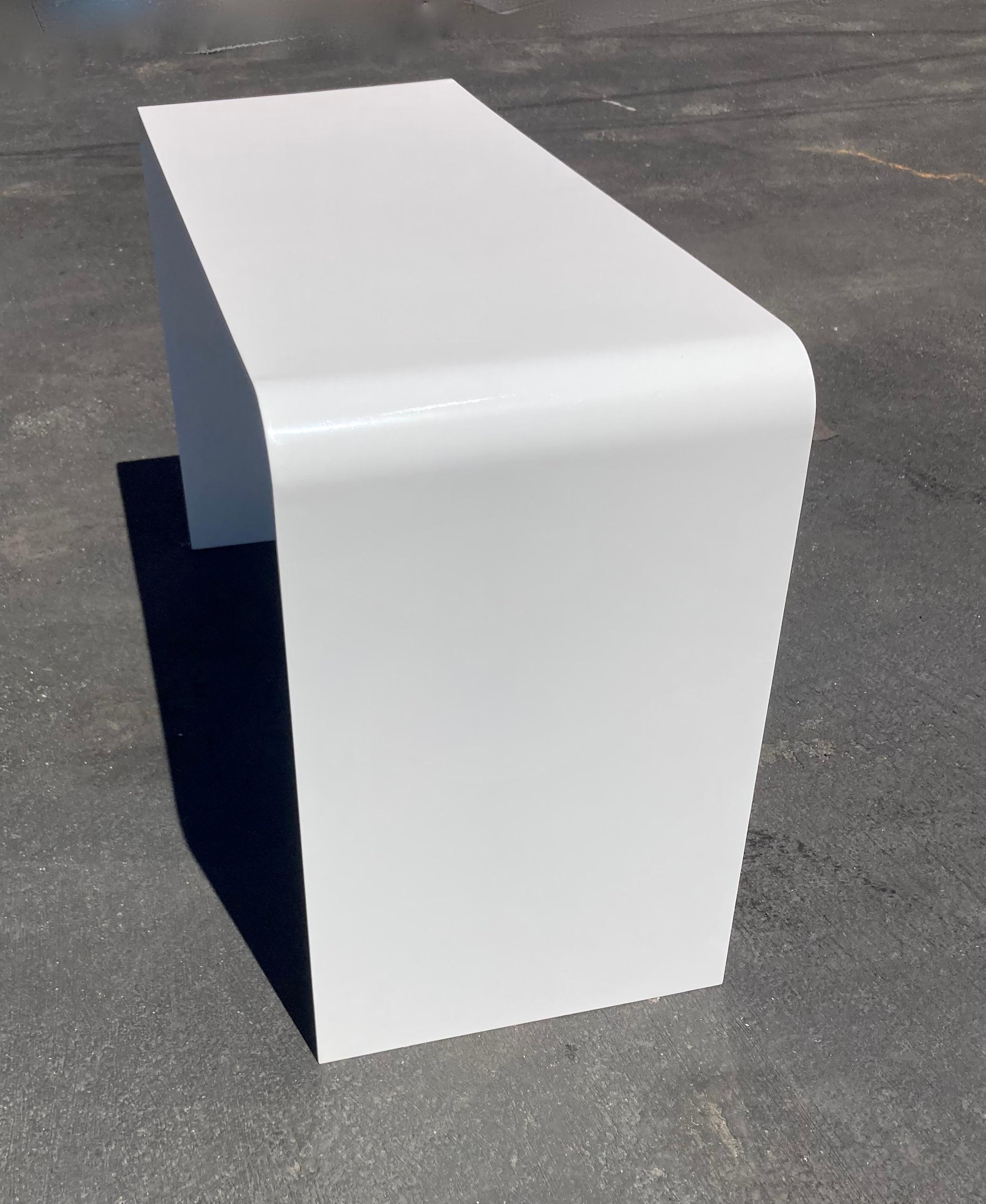 Custom Multipurpose White Steel Console Table In Good Condition For Sale In Alhambra, CA
