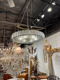 Custom Murano Blue/Green Wave Glass Disc Form Chandelier