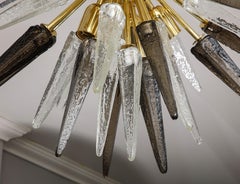 Custom Clear and Smoke Murano Glass Spike Flush Mount
