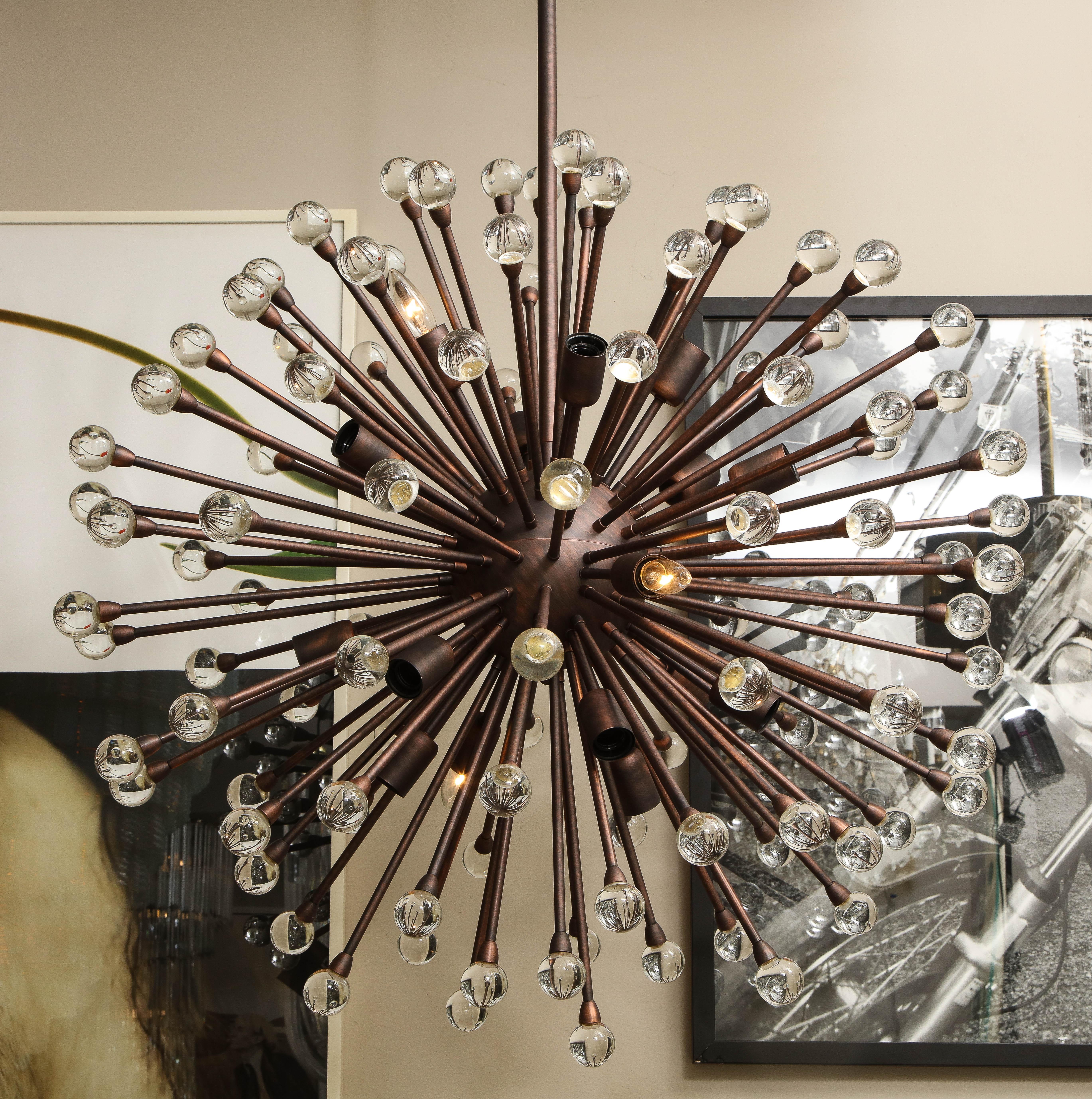 Contemporary Custom Murano Glass Ball Sputnik Chandelier in Oil Rubbed Bronze For Sale