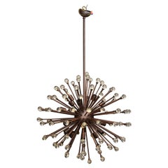 Araña Sputnik de bolas de cristal de Murano a medida en bronce al aceite