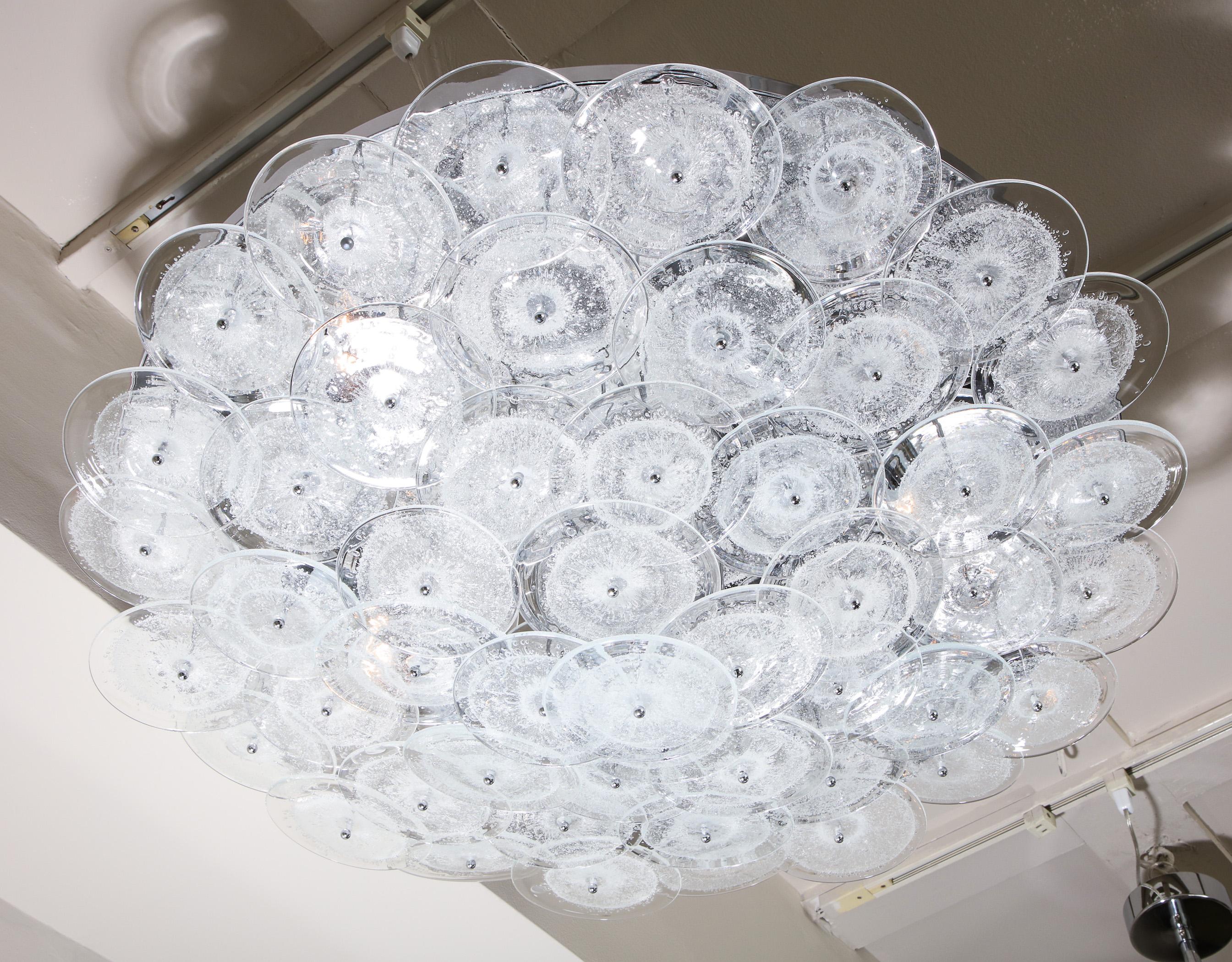 Custom Clear Bubble Murano Glass Disc Flush Mount Light For Sale 2