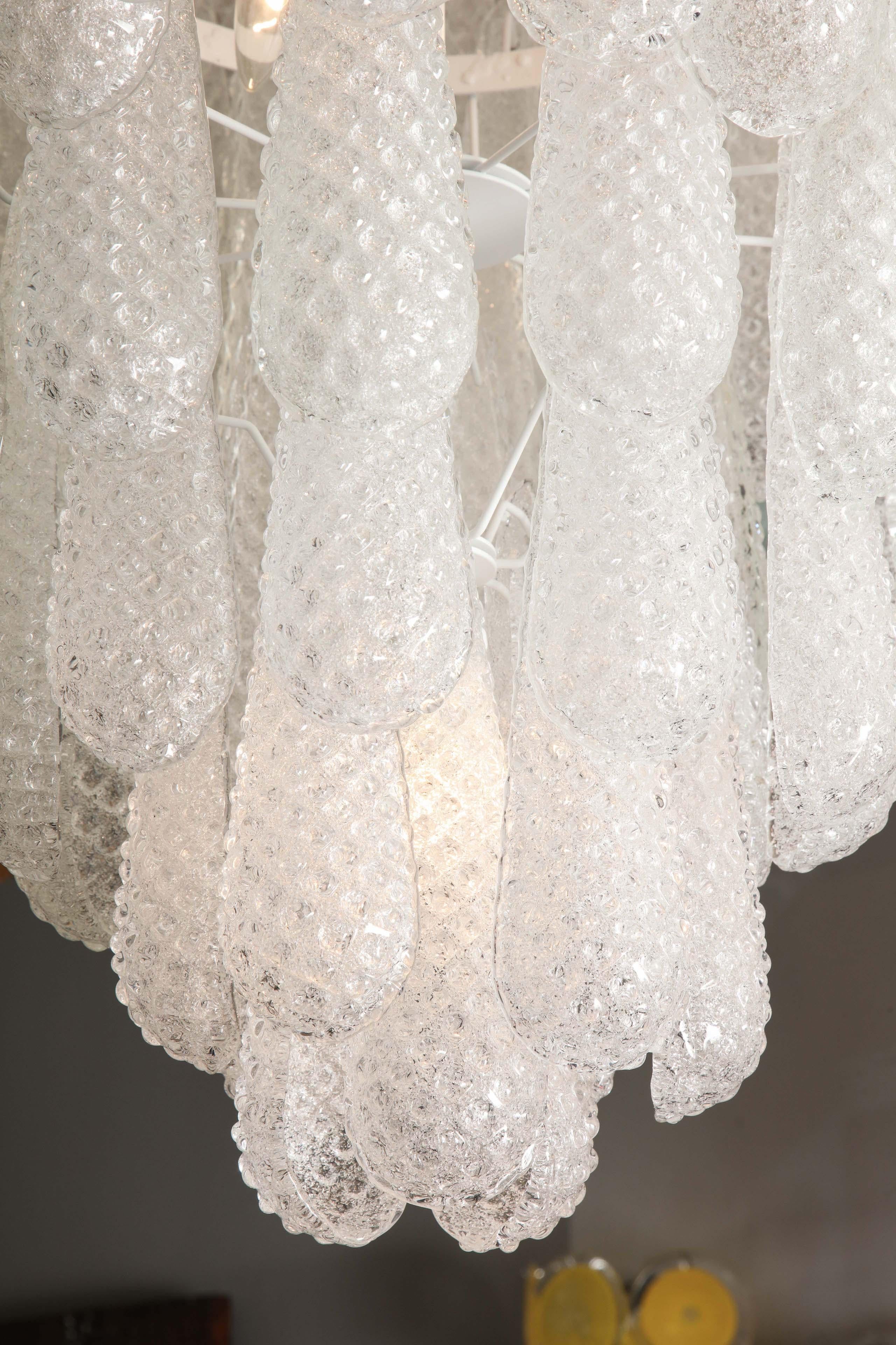 Custom Murano Honeycomb Glass Pendant Chandelier In New Condition For Sale In New York, NY