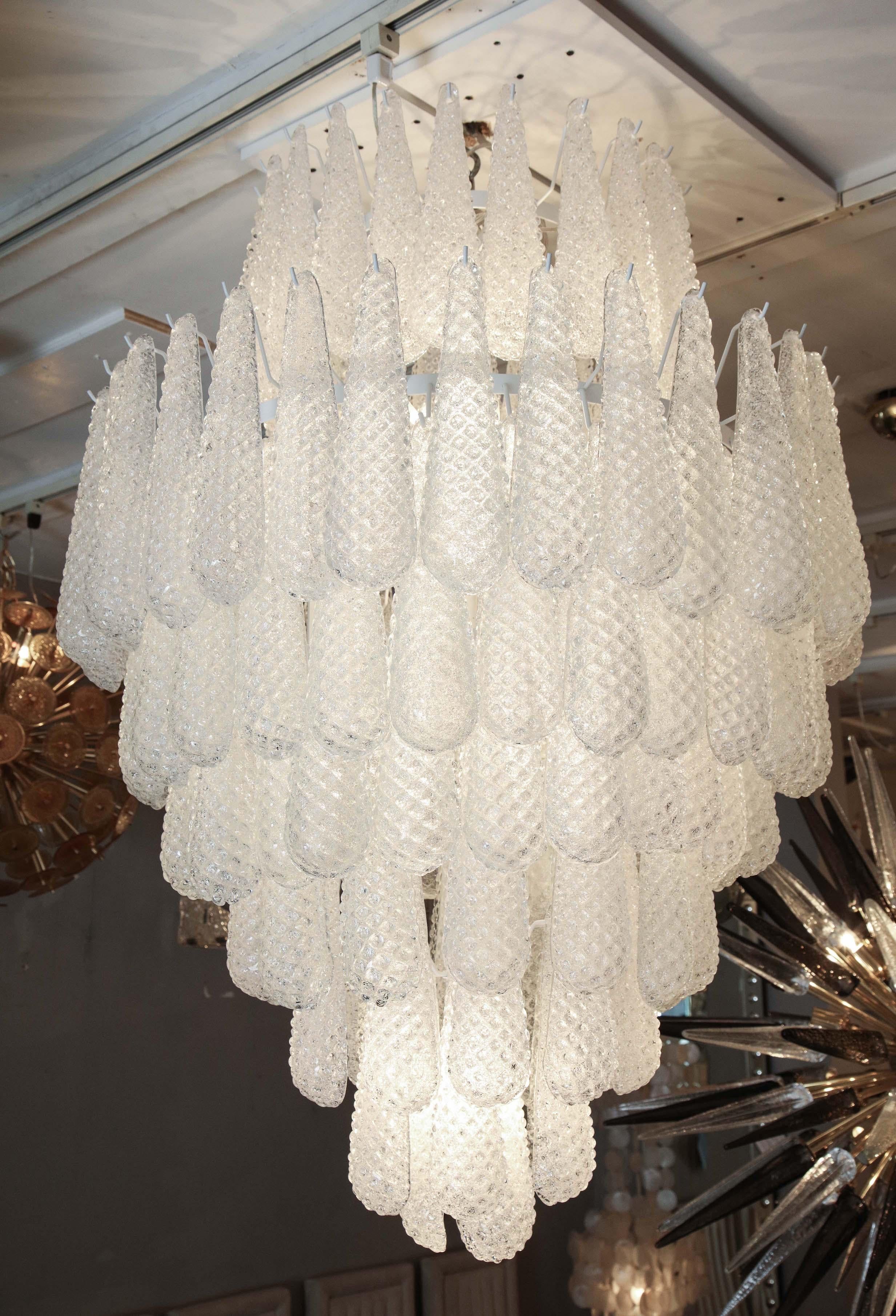 Contemporary Custom Murano Honeycomb Glass Pendant Chandelier For Sale