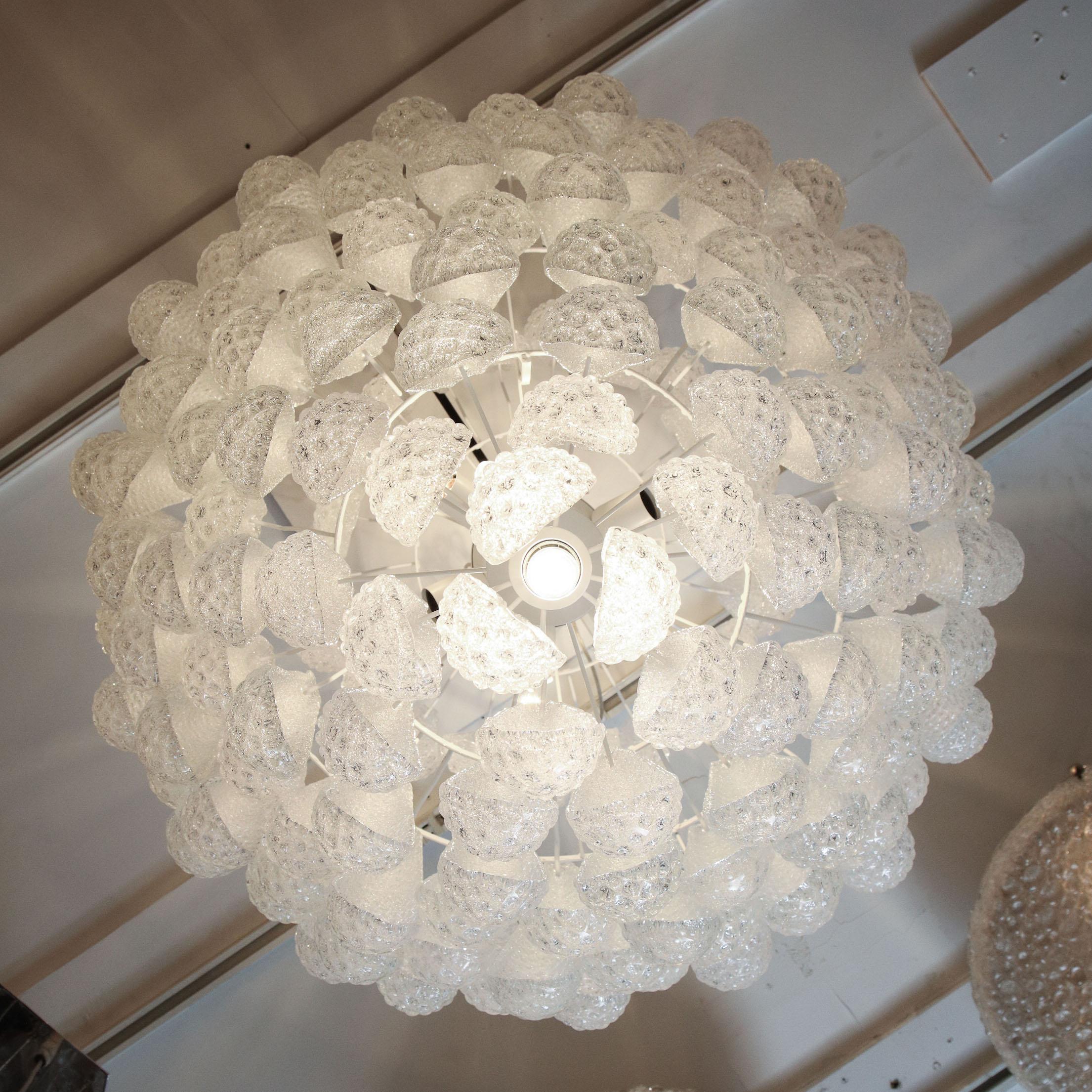 Custom Murano Honeycomb Glass Pendant Chandelier For Sale 1