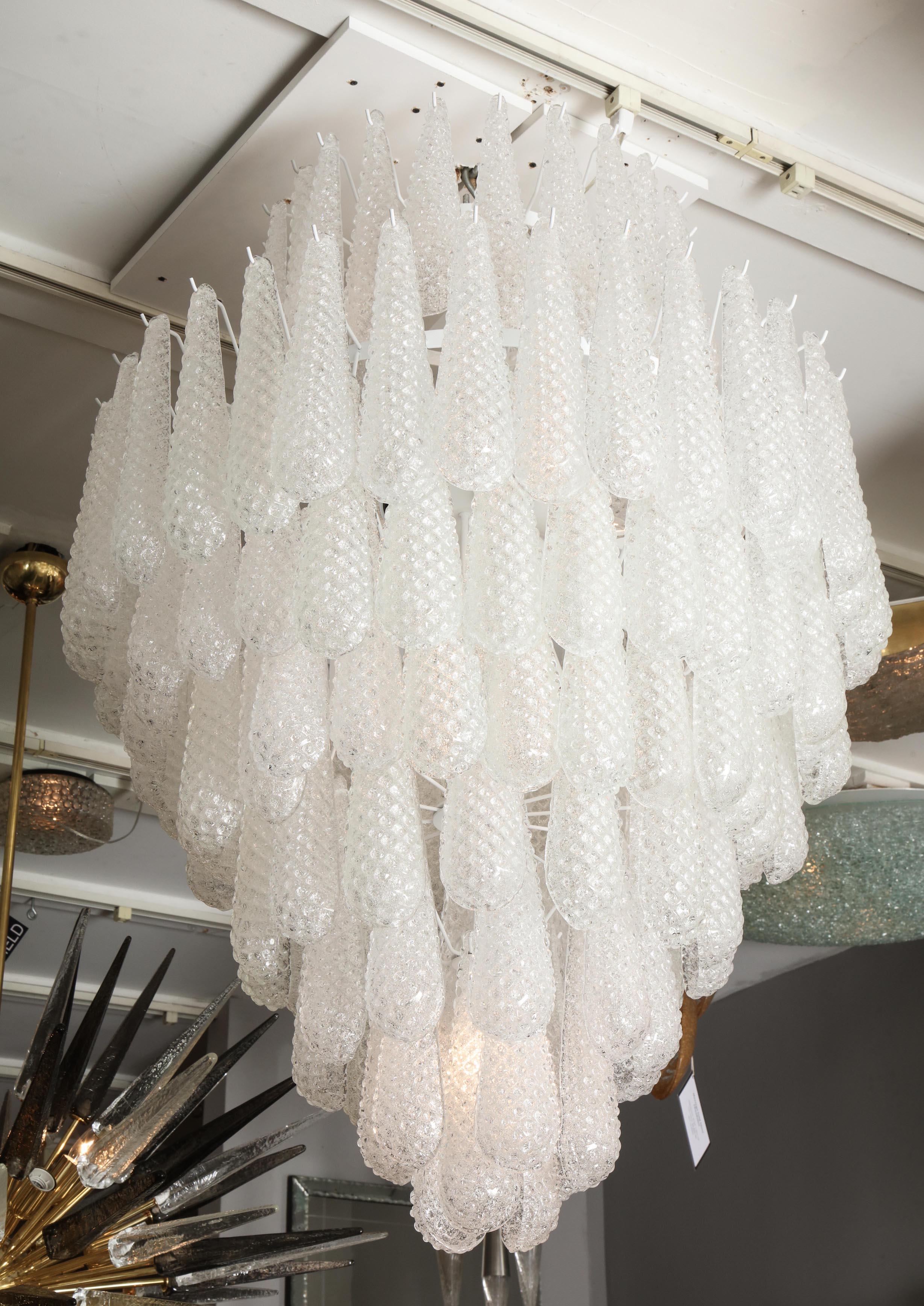 Custom Murano Honeycomb Glass Pendant Chandelier For Sale 2