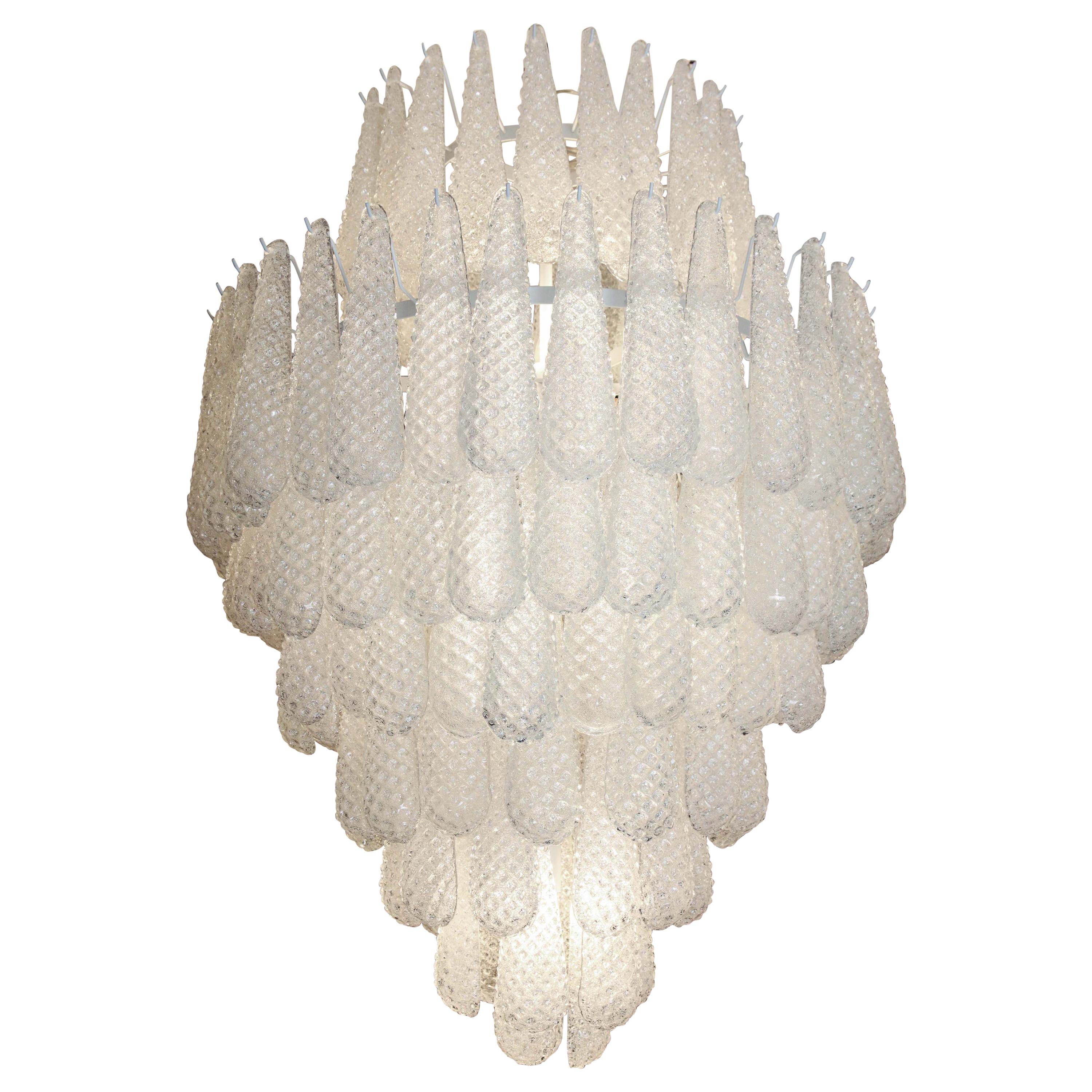 Custom Murano Honeycomb Glass Pendant Chandelier For Sale