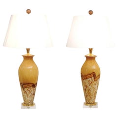 Vintage Custom Murano Style Lamps with new Del Sol Lampshades