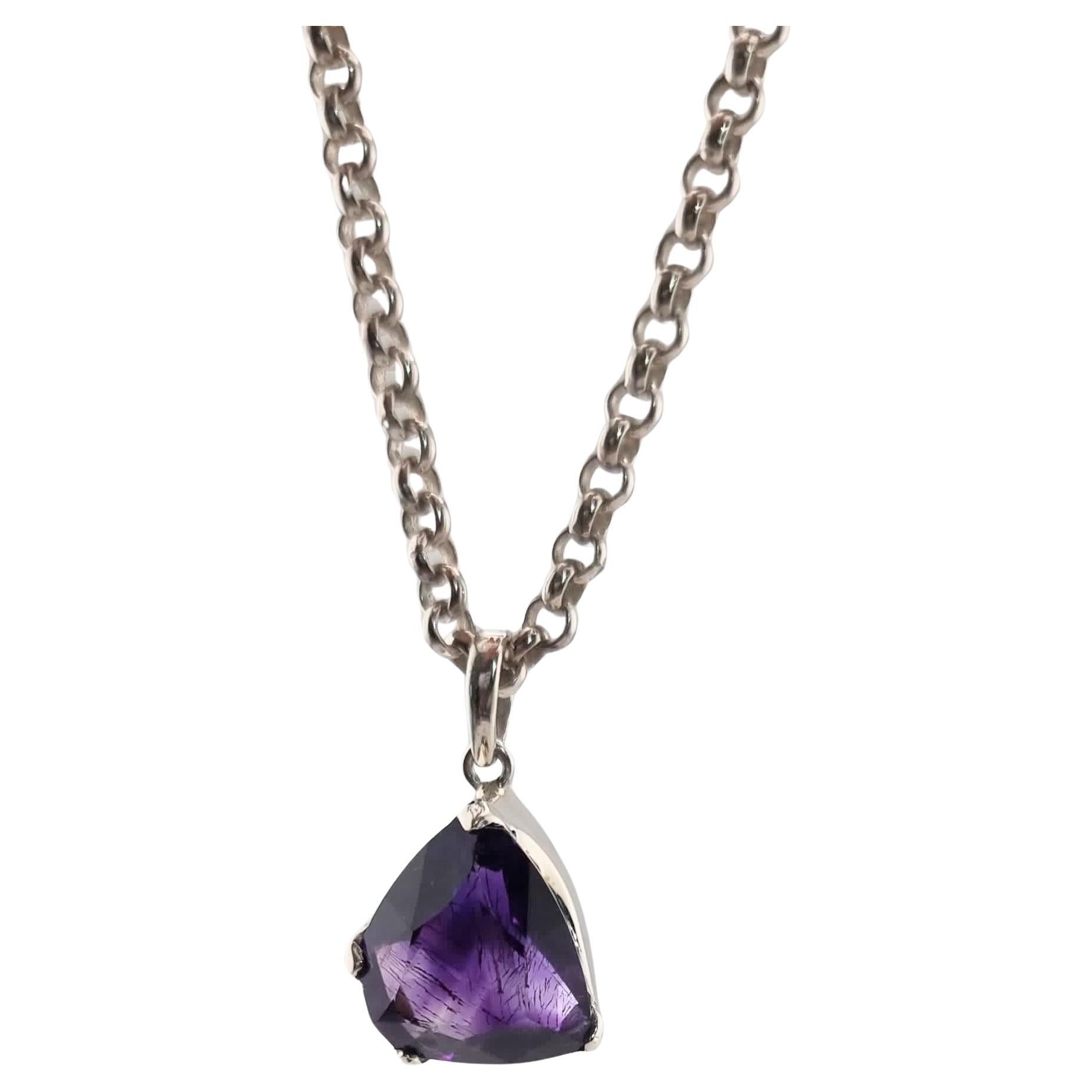 Modern Custom Natural Amethyst Necklace Pendant