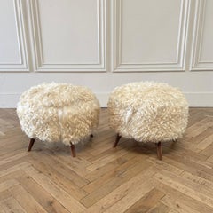 Custom Natural Hide Round Ottomans