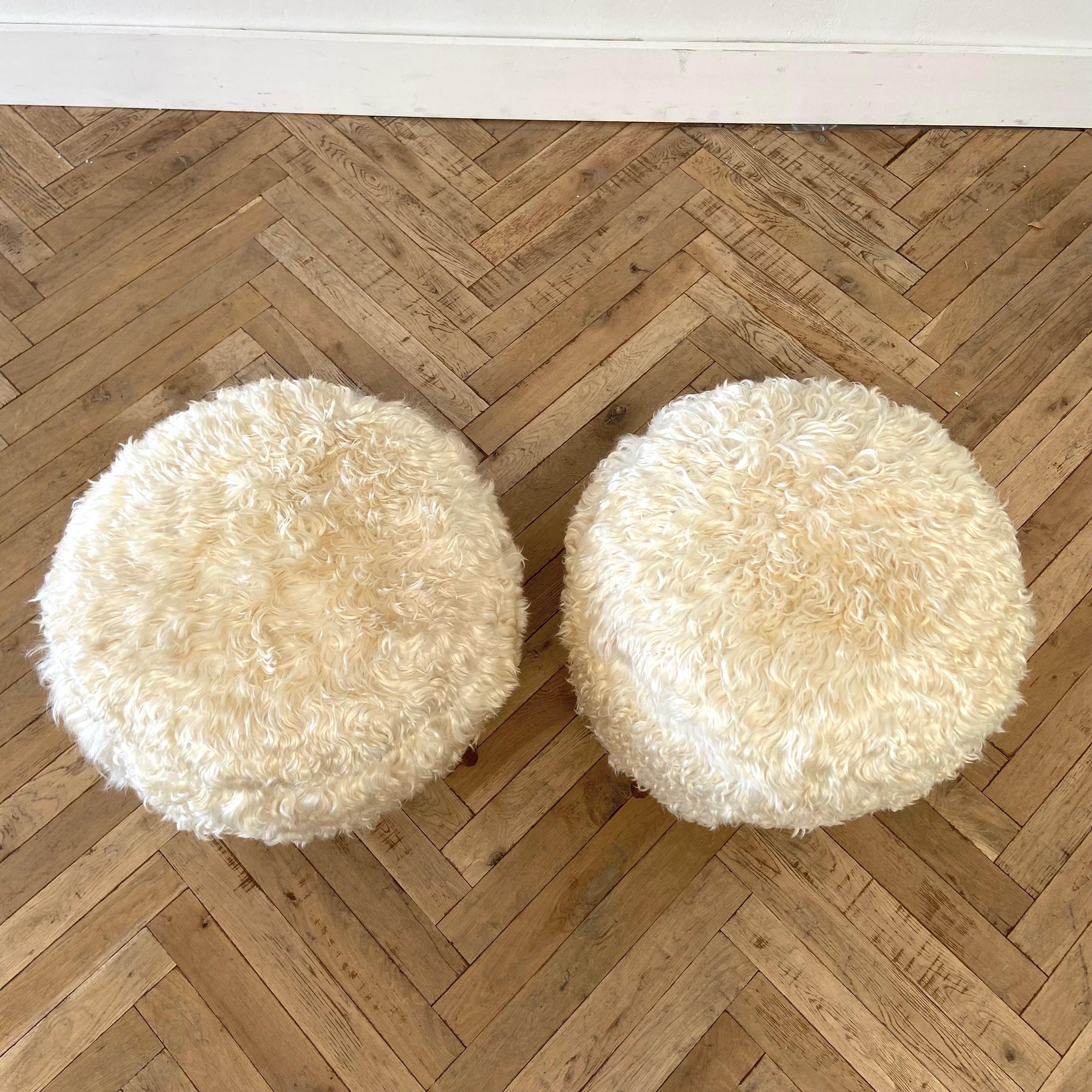 Custom Natural Hide Round Ottomans 2