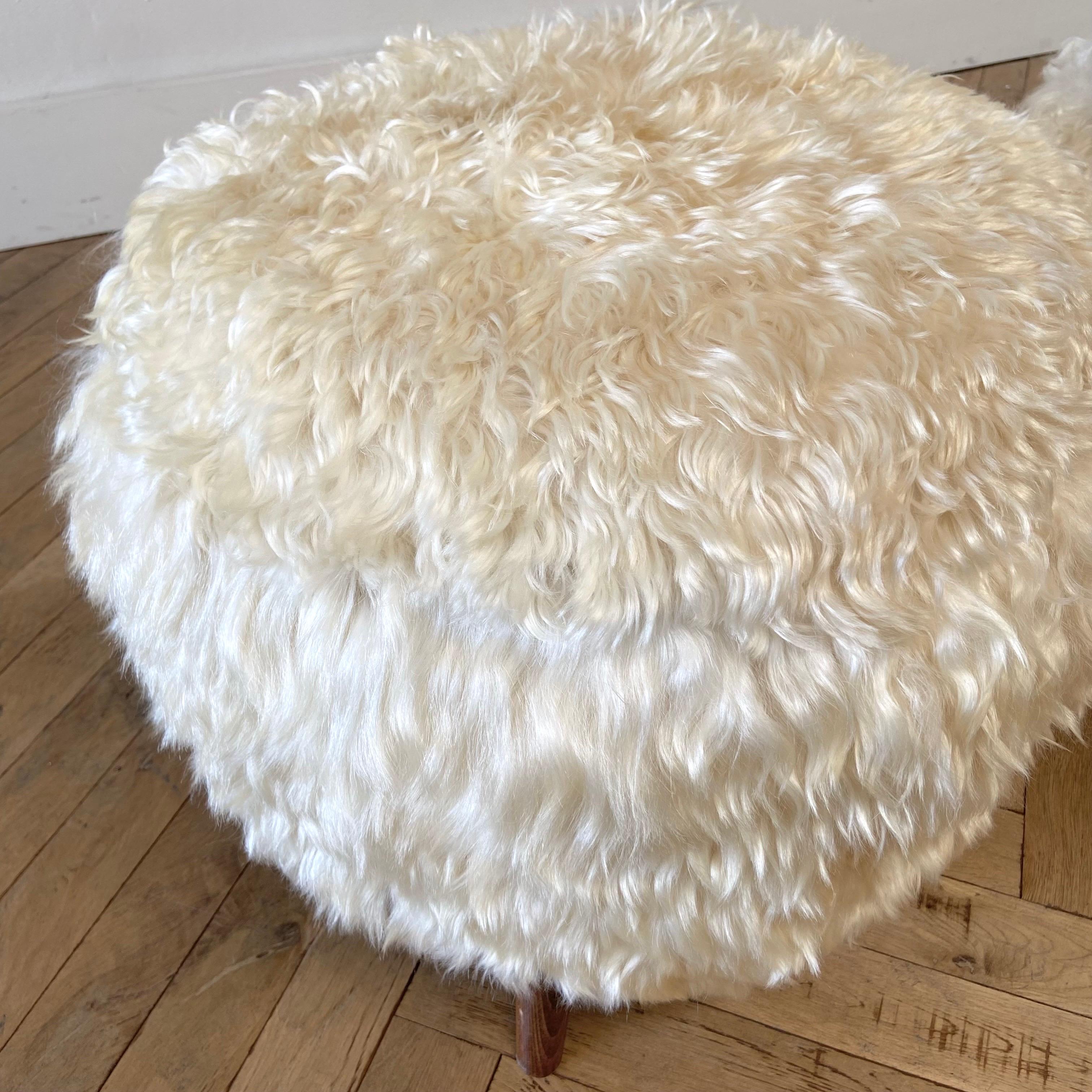 Custom Natural Hide Round Ottomans 3