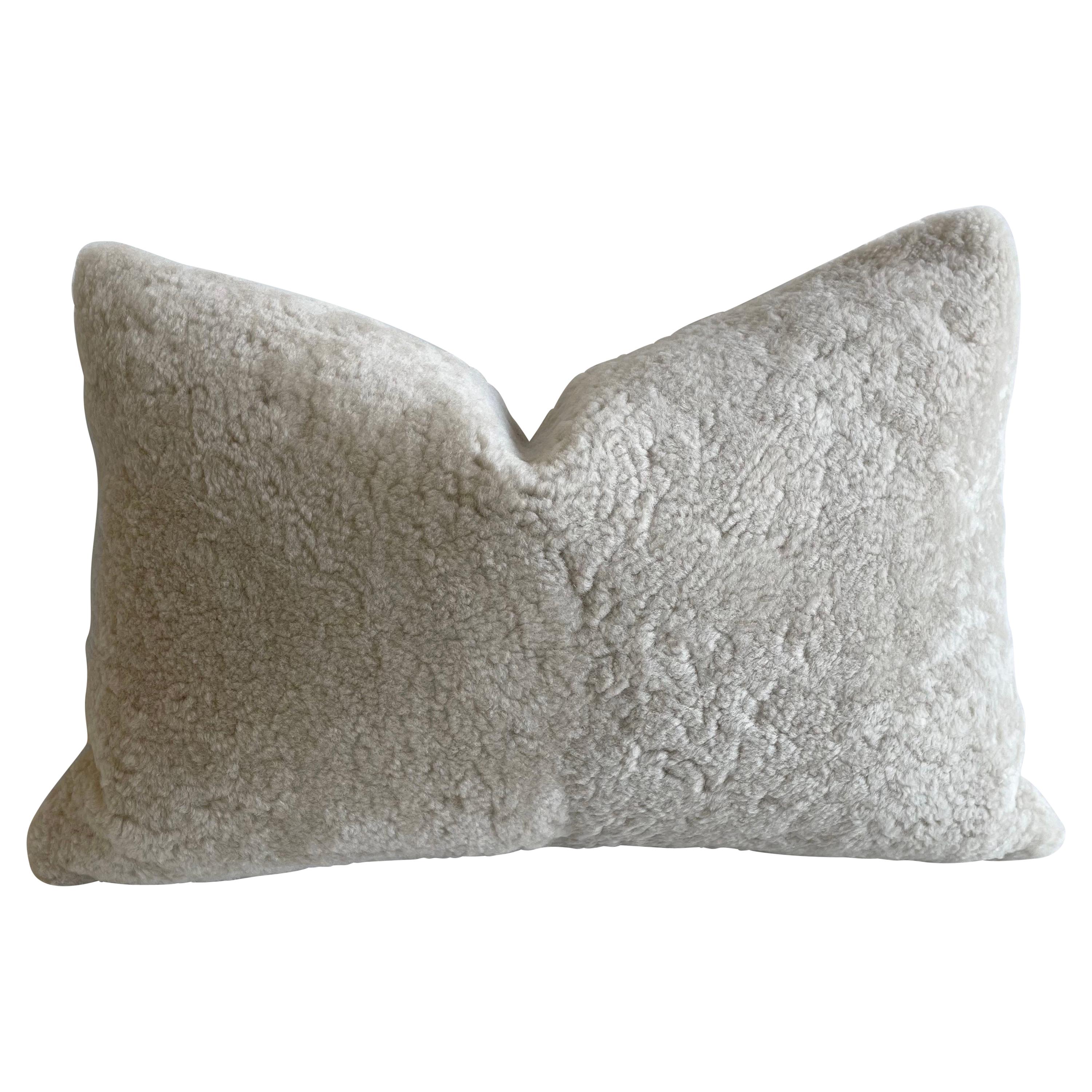 Custom Natural Shearling Sheep Lumbar Pillow For Sale