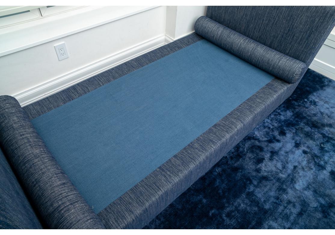 Fabric Custom Navy Linen Platform Daybed For Sale