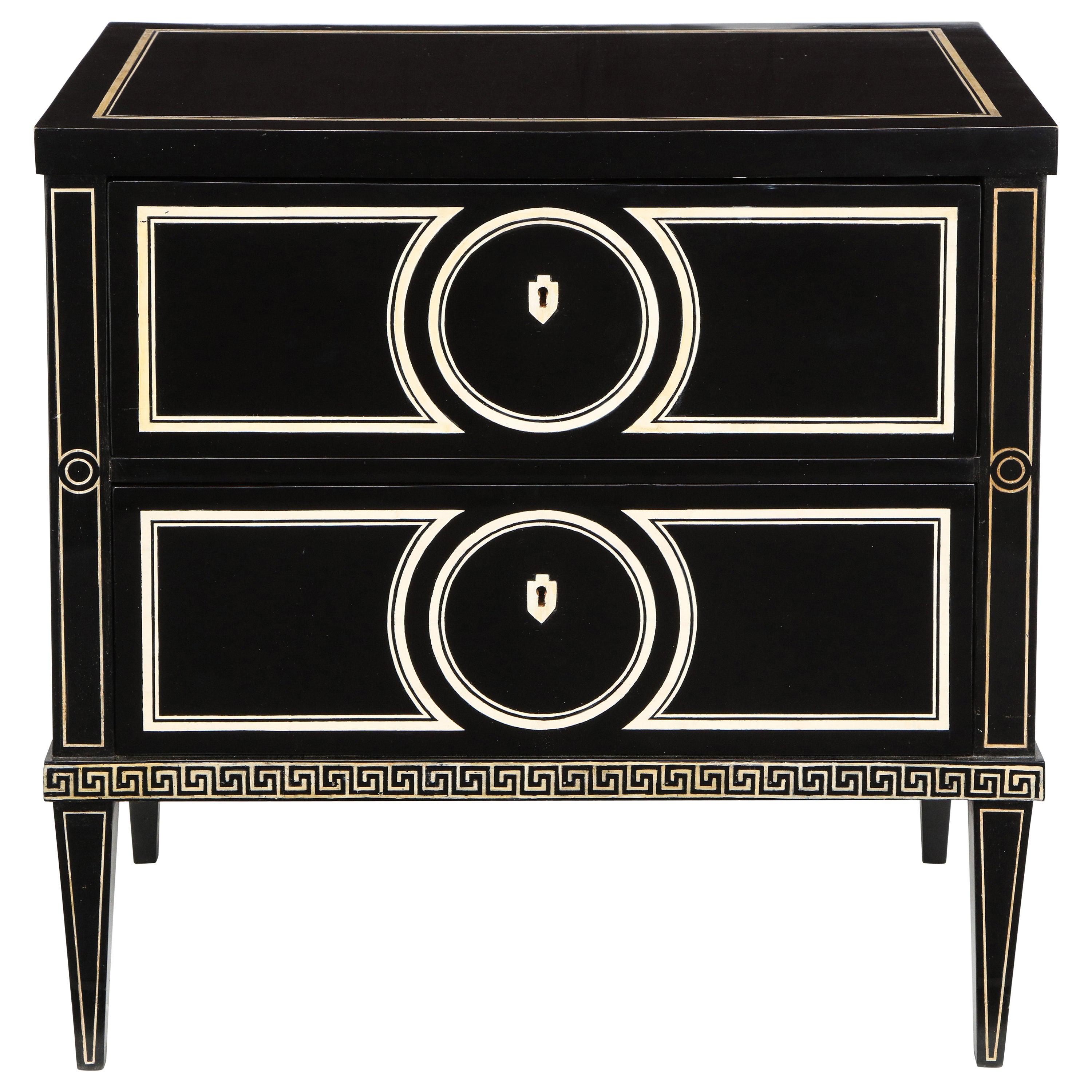 Custom Neoclassic Hand Painted Commode in the Fornasetti Manner For Sale
