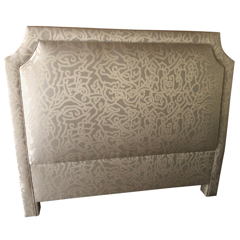 Custom Never Used Plush Upholstered Queen Headboard For Sale at 1stDibs