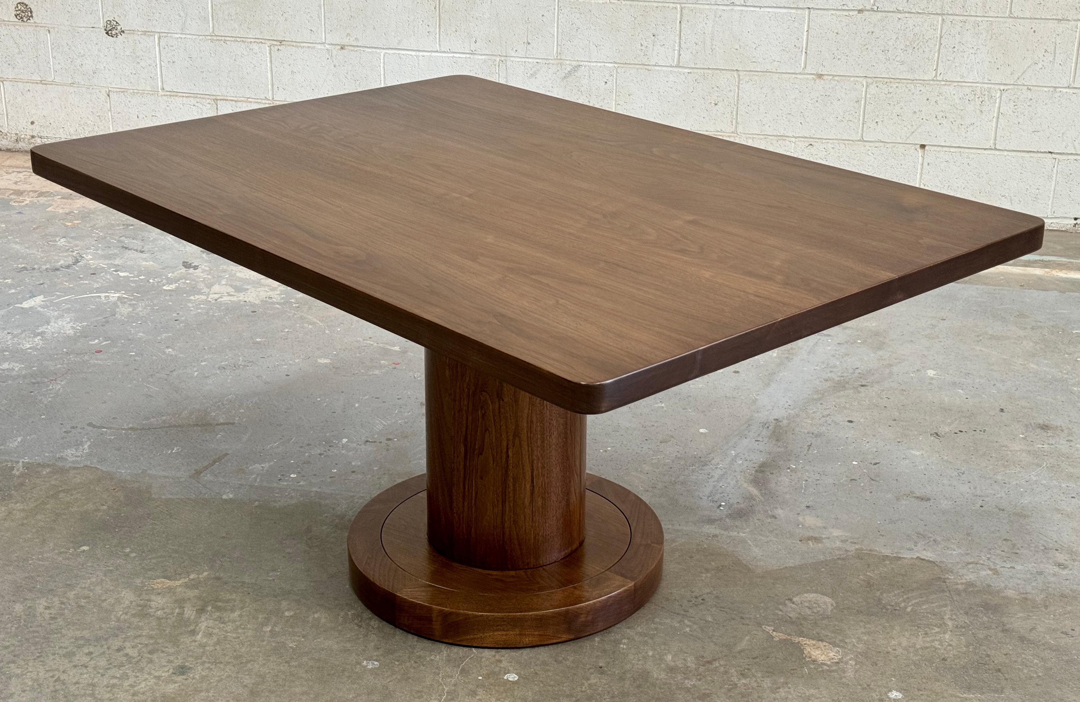 American Custom Nora Pedestal Table made from Walnut For Sale
