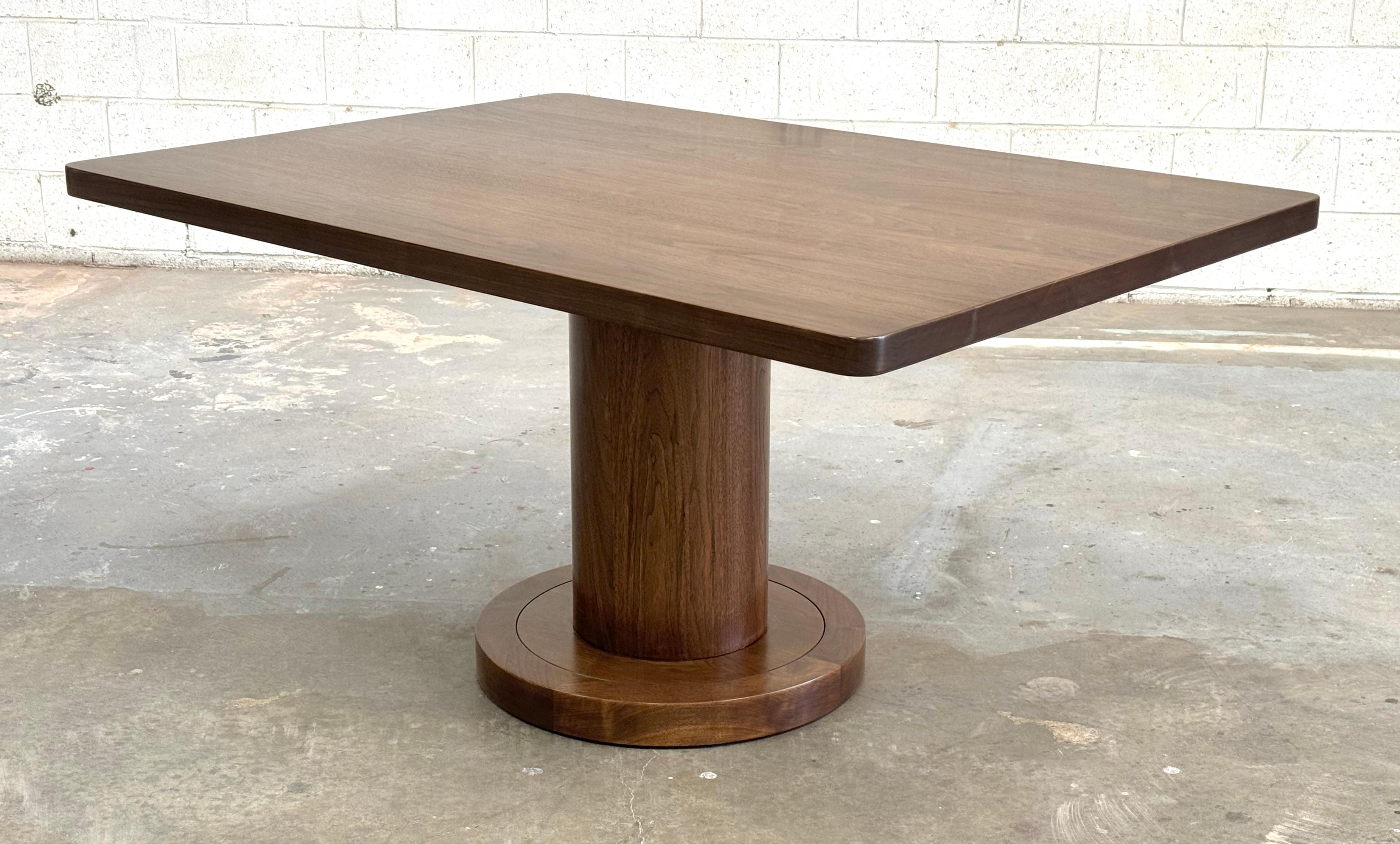 Hand-Crafted Custom Nora Pedestal Table made from Walnut For Sale