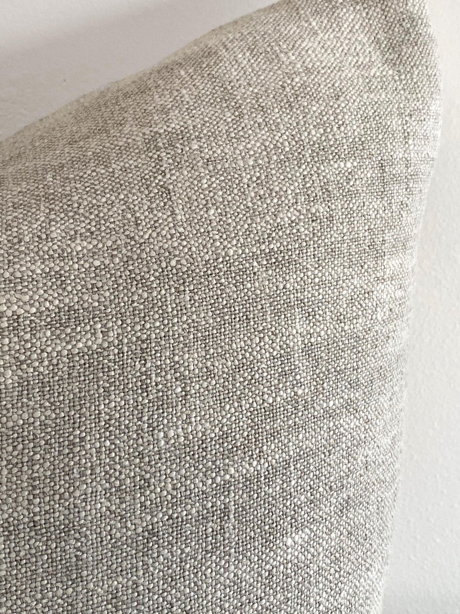 Bloom home custom linen Pillow collection
Color: OT Greige
The face is a luxurious Greige nubby textured linen. Woven with gray, soft greens, and creamy white.
The backside is finished in 100% pure natural Belgian linen
Zipper closure.
Down/