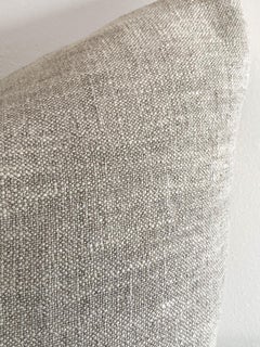 Custom Nubby Gray Linen Accent Pillow with Down Feather Insert