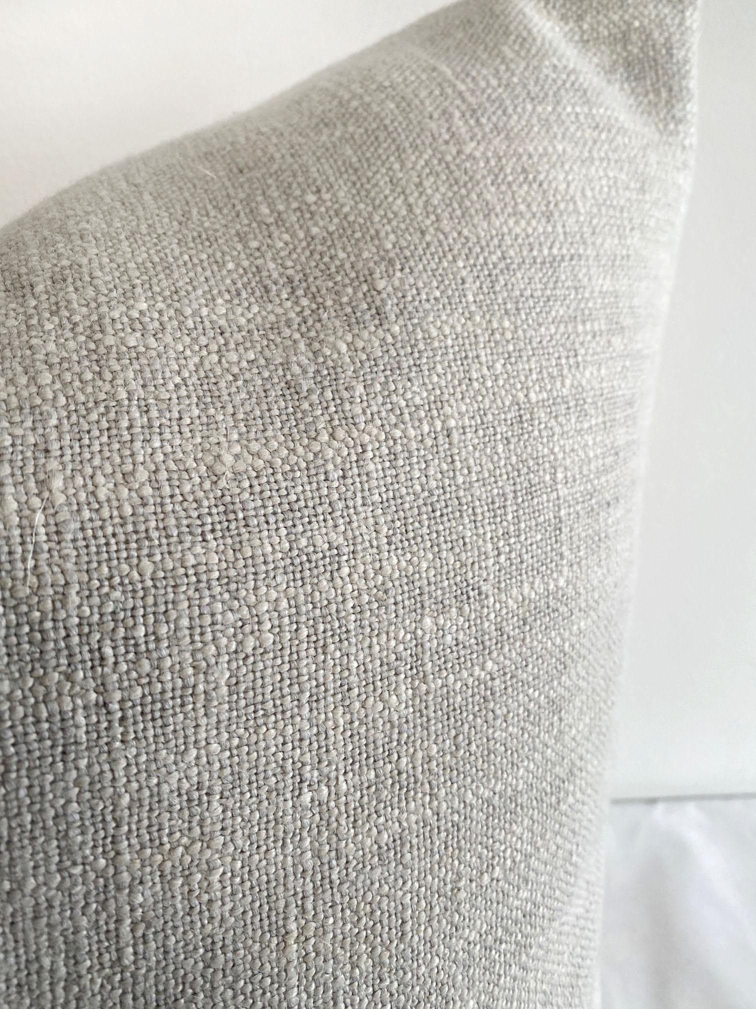 Custom silver snow accent pillow 
Size 22 x 22
Includes down feather insert
Zipper closure with overlocked edges.