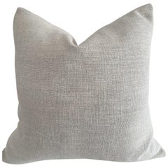 Custom Nubby Silver Linen Accent Pillow with Down Feather Insert