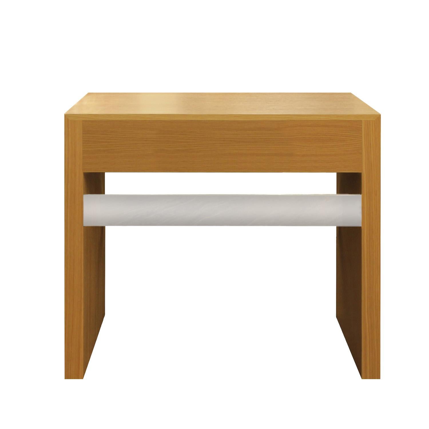 Moderne Table à écrire à un tiroir en Oak Oak et chrome poli sur mesure en vente
