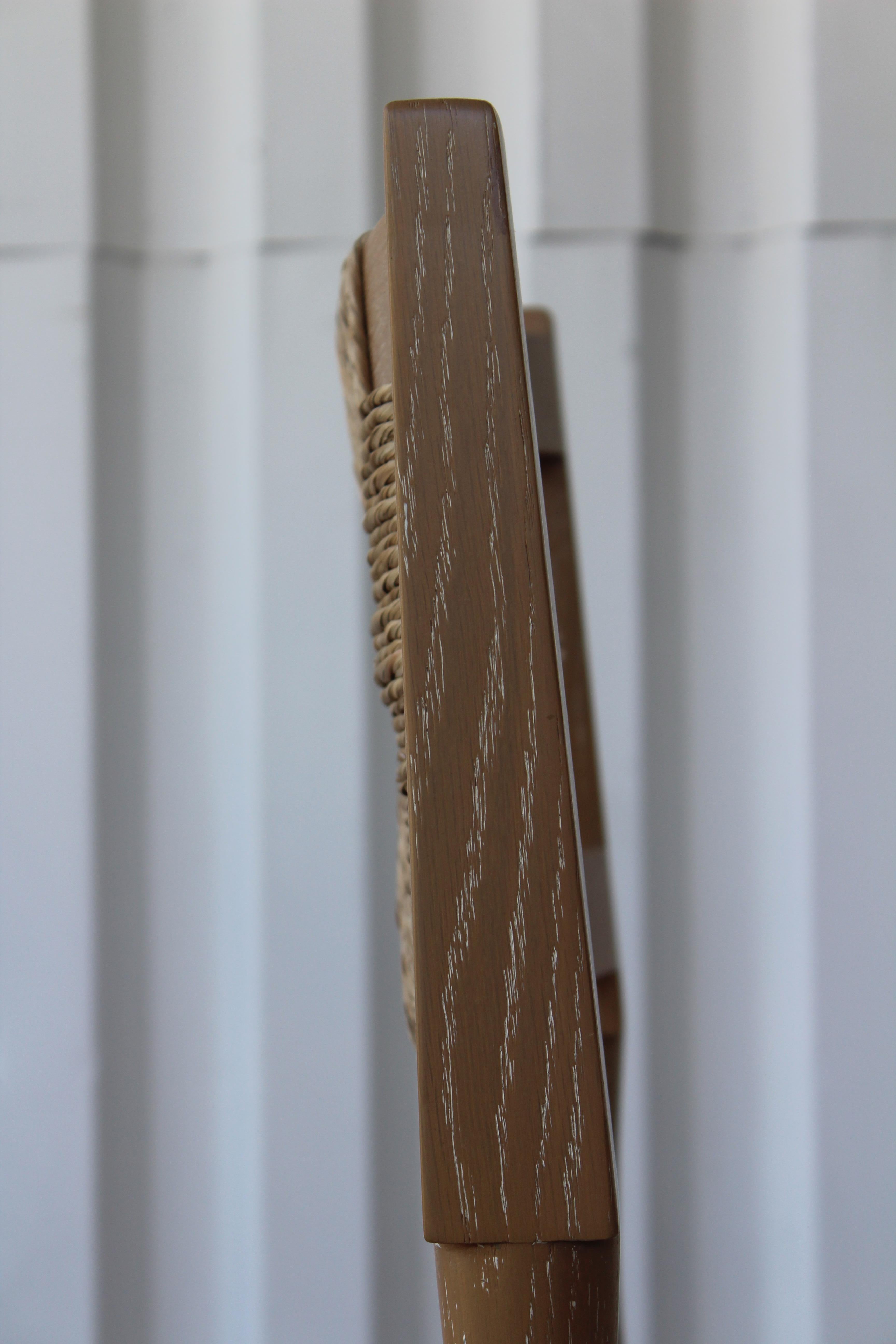 Custom Oak and Rush Counter Height Bar Stool, Four Available 1