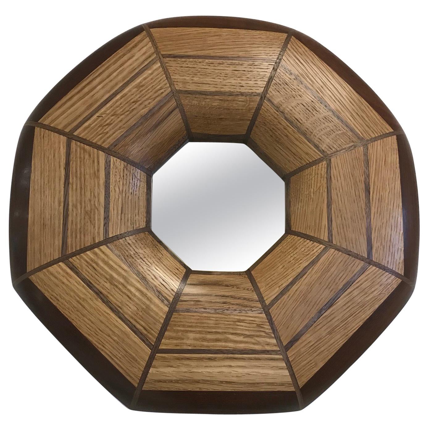 Miroir éclairé en chêne et noyer sur mesure