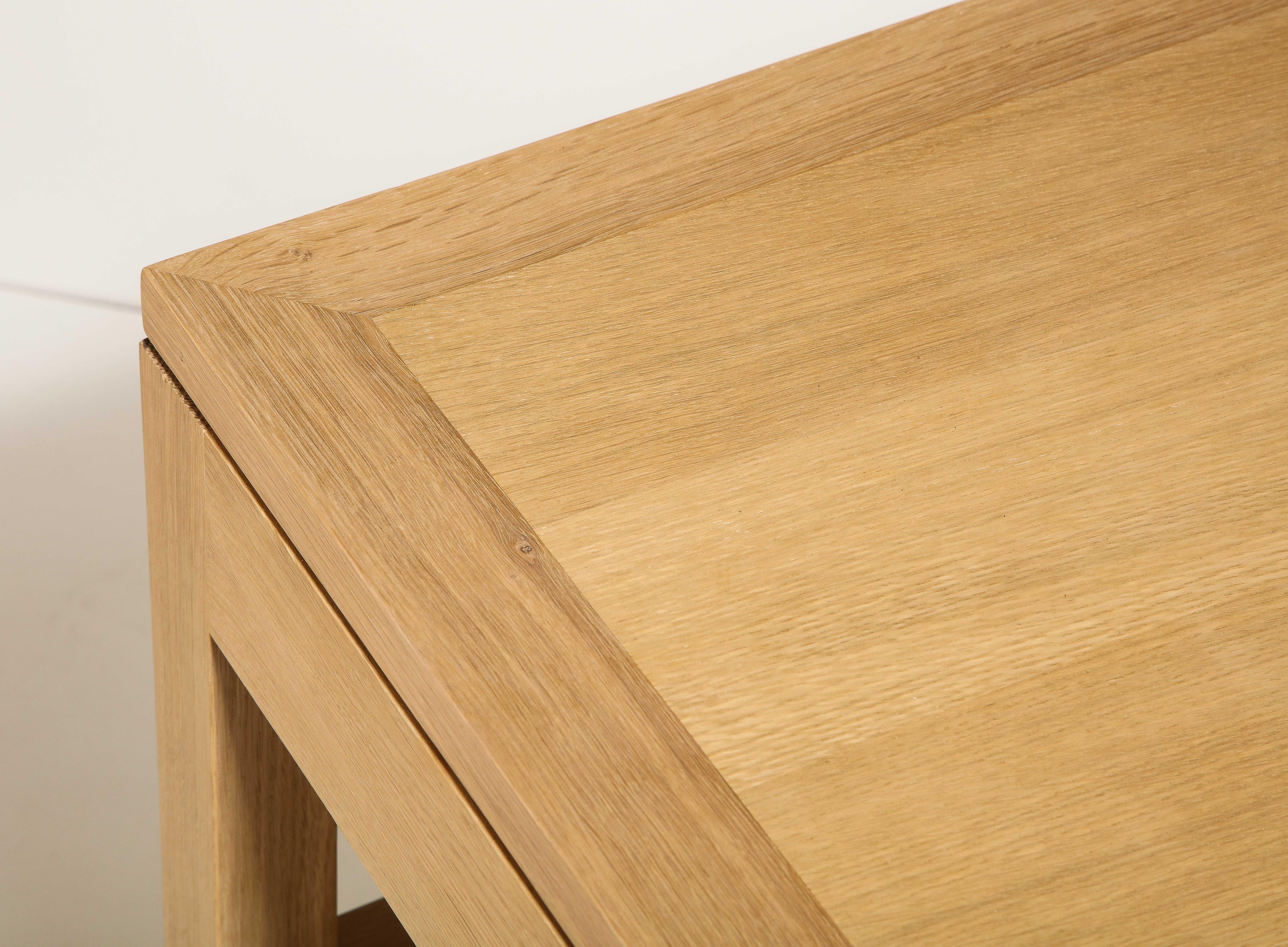 Custom Oak Bedside Table with Single Drawer by Robert Stilin For Sale 4