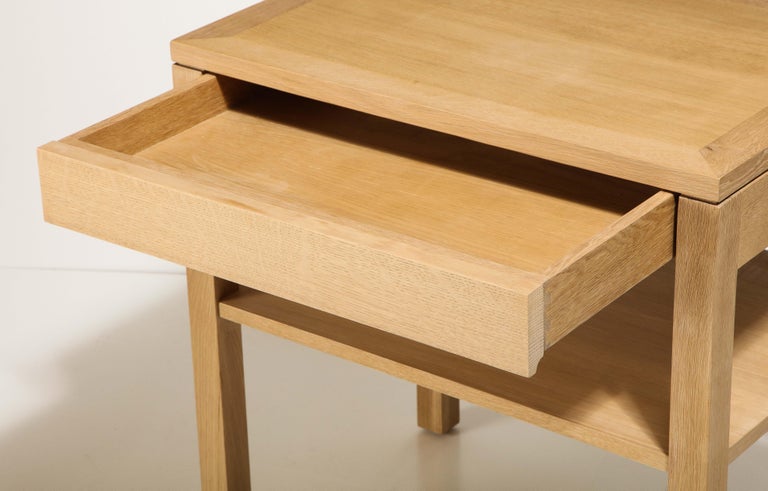 American Custom Oak Bedside Table with Single Drawer by Robert Stilin For Sale