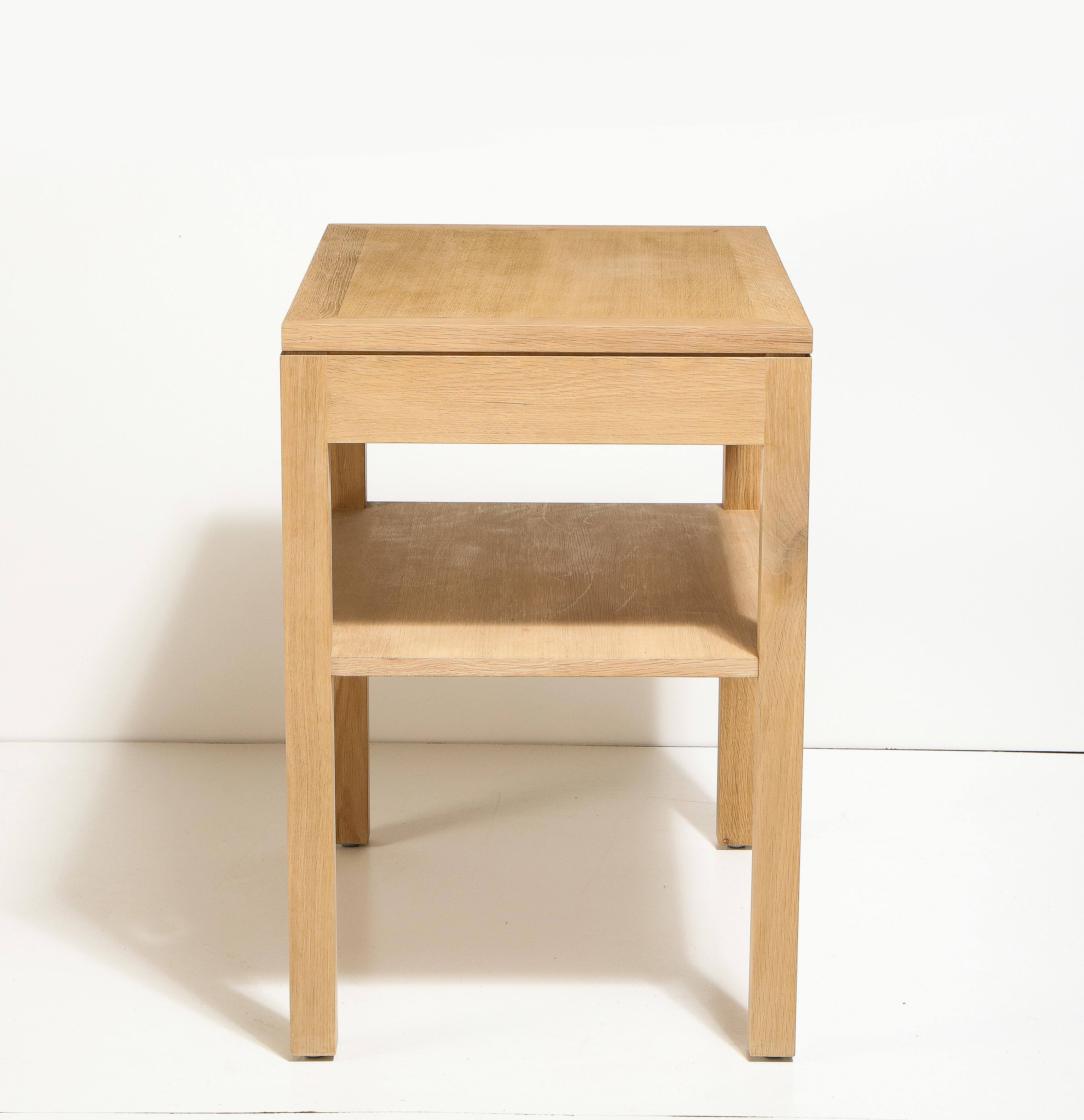 Contemporary Custom Oak Bedside Table with Single Drawer by Robert Stilin For Sale