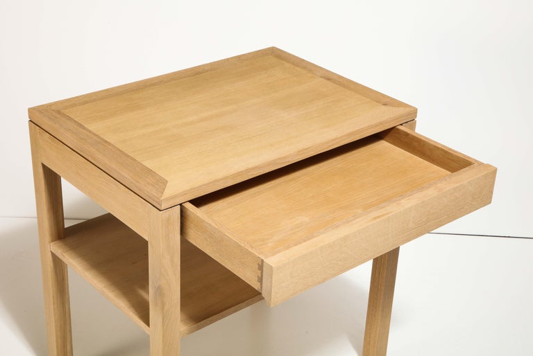Custom Oak Bedside Table with Single Drawer by Robert Stilin For Sale 4