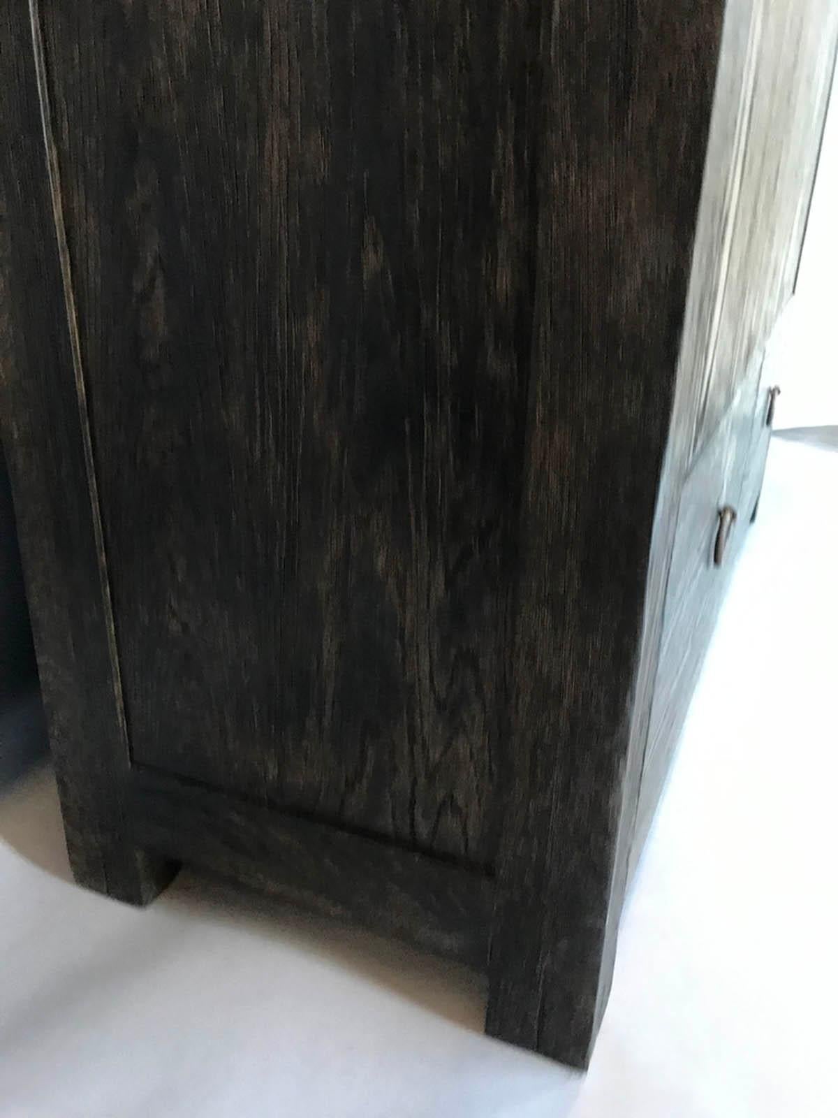 Custom Oak Cabinet with Pocket Doors by Dos Gallos For Sale 1