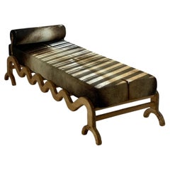 Custom Oak & Cowhide Daybed by Fosfeen Handcrafted, Made to Order