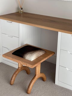 Custom Oak & Cowhide Stool by Fosfeen Handcrafted, Made-to-Order