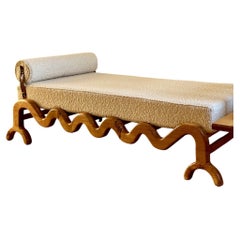 Custom Oak & Cream Bouclé Daybed by Fosfeen Handcrafted, Made to Order (Wide)