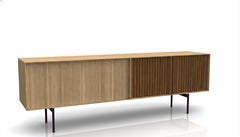 Custom Oak Sideboard w/ American Walnut Slats Detailing, Sotiris Lazou