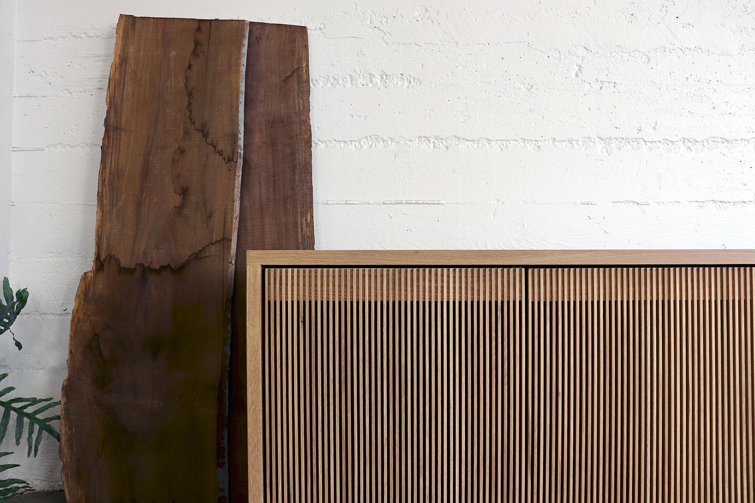 Minimalist Custom Oak Slatted Credenza W 120